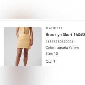 Athleta Brooklyn skort/ skirt, yellow, size 10, 16 inch length